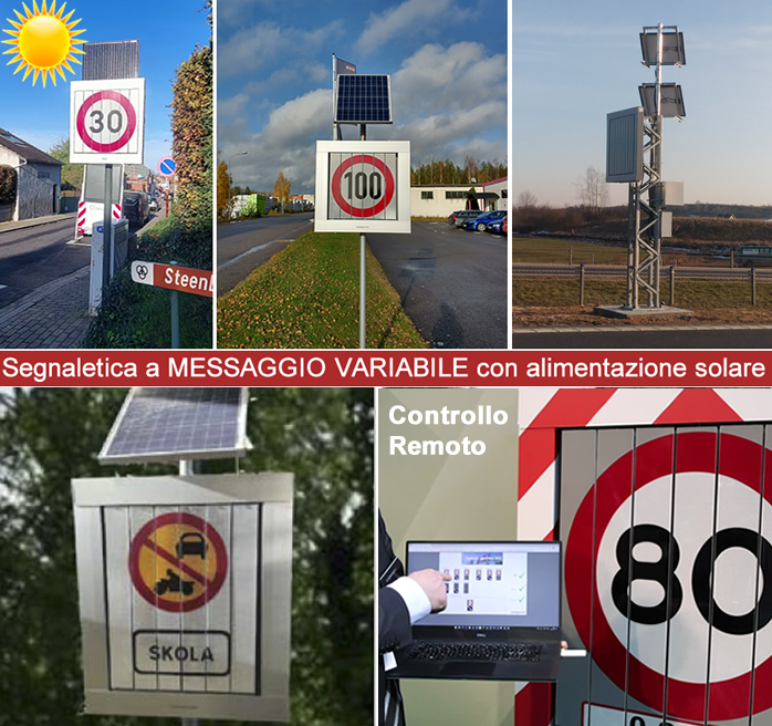 segnaletica messaggio variabile con alimentazione solare