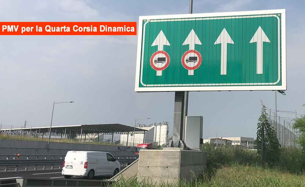 segnaletica PMV quarta corsia dinamica a Milano