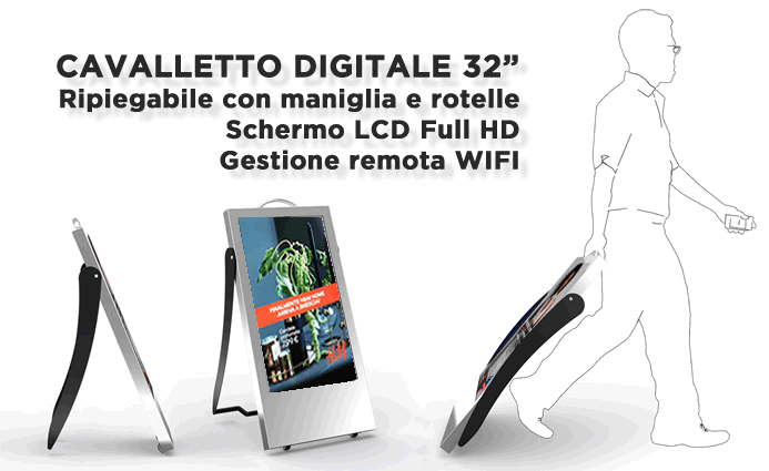 cavalletto digitale per eventi fiere promozioni pubblicità