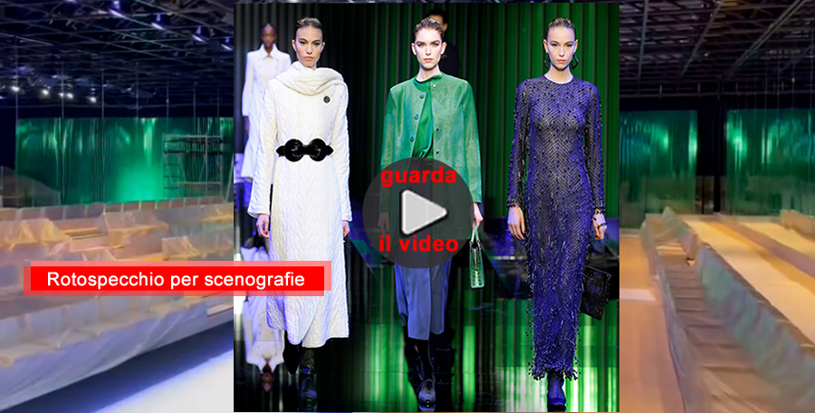 scenografie rotanti per sfilate moda con effetto specchio