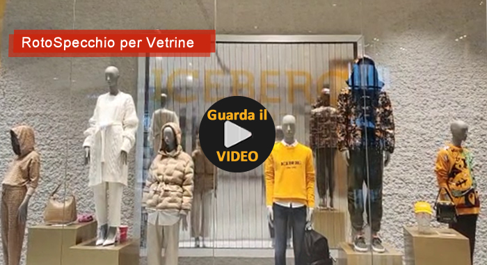 rotospecchi per allestimento vetrine sciintillanti con prismi rotanti